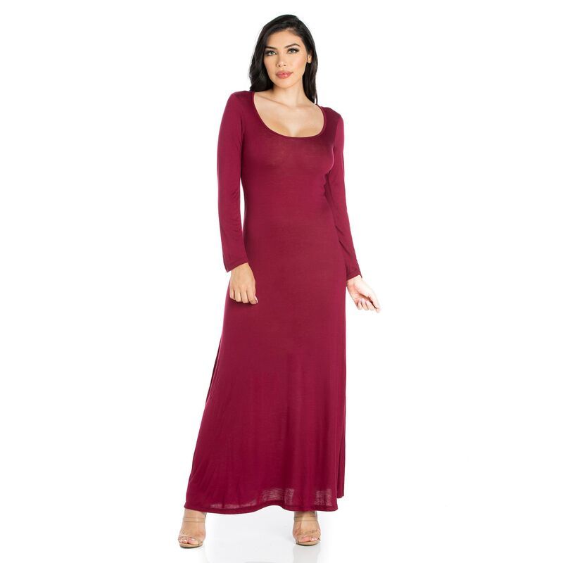24 セブンコンフォート レディース トップス ワンピース マキシ Womens 24seven Comfort Apparel Scoopneck Long Sleeve Maxi Dress Re