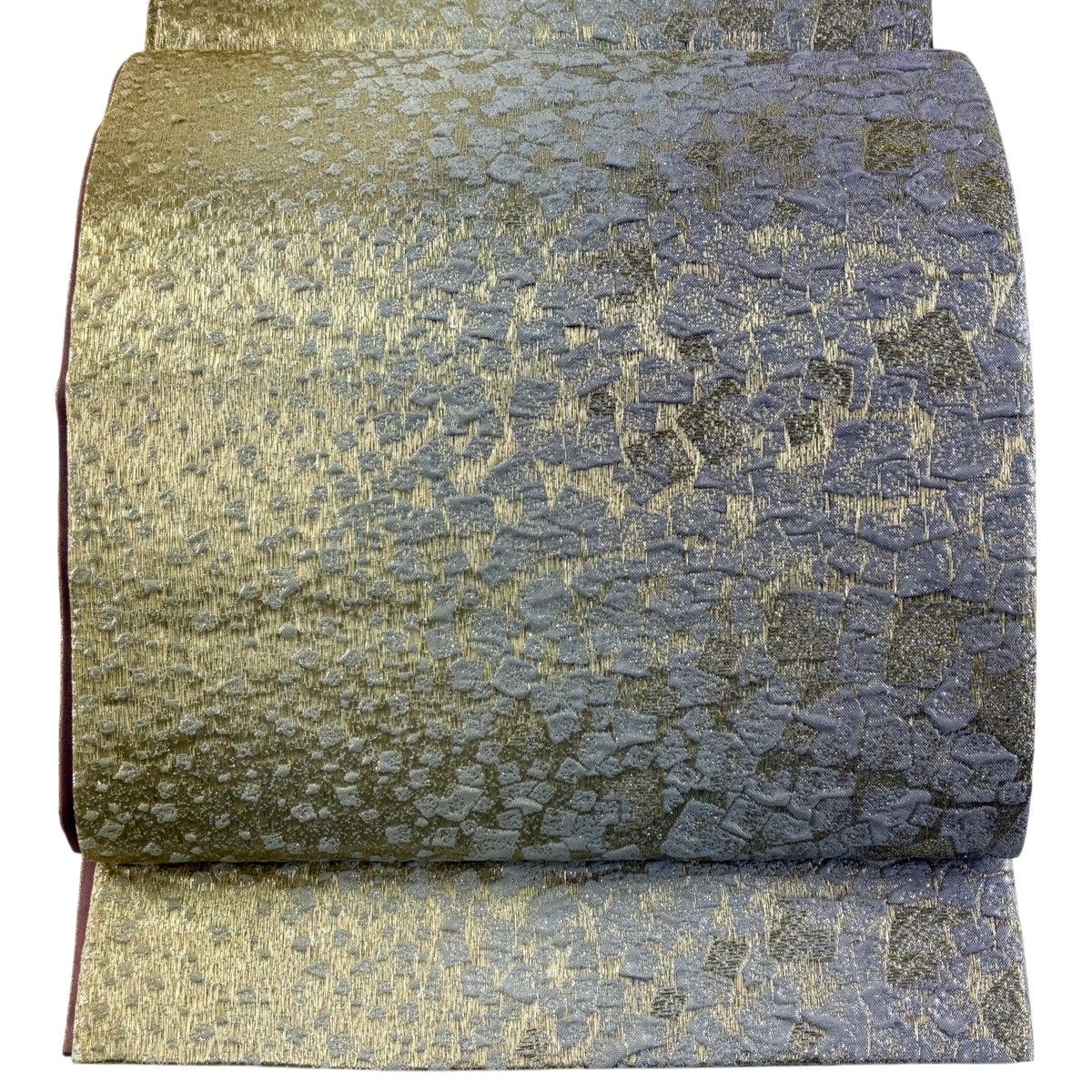 【美品】 袋帯 秀品 幾何学模様 金糸 箔 金色 全通 正絹 【中古】