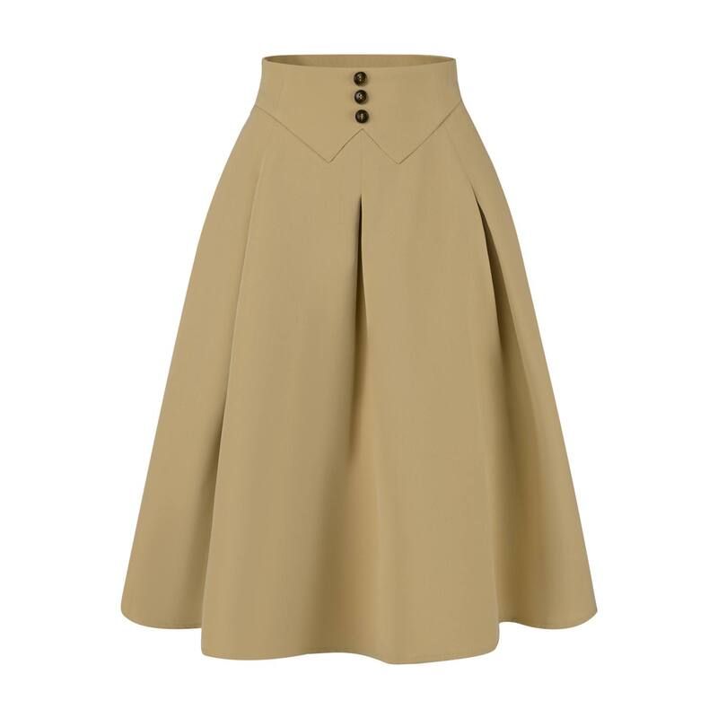 アレグラ ケー レディース ボトムスカート ハイウエスト プリーツ ミディ ALLEGRA K Pleated Midi Skirt for Womens Button Decor High Wais