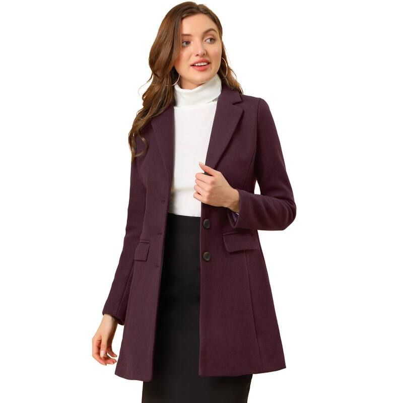 アレグラ ケー レディース アウター ジャケット・ブルゾン コート ALLEGRA K Womens Notched Lapelong Sleevesingle Breasted Winter Lon