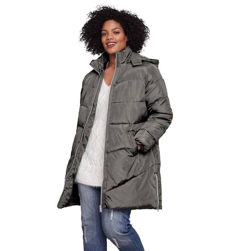 Ellos レディース アウター ジャケット・ブルゾン プラスサイズ コート ellos Plusize Long Puffer Coat Deep Grey グレー