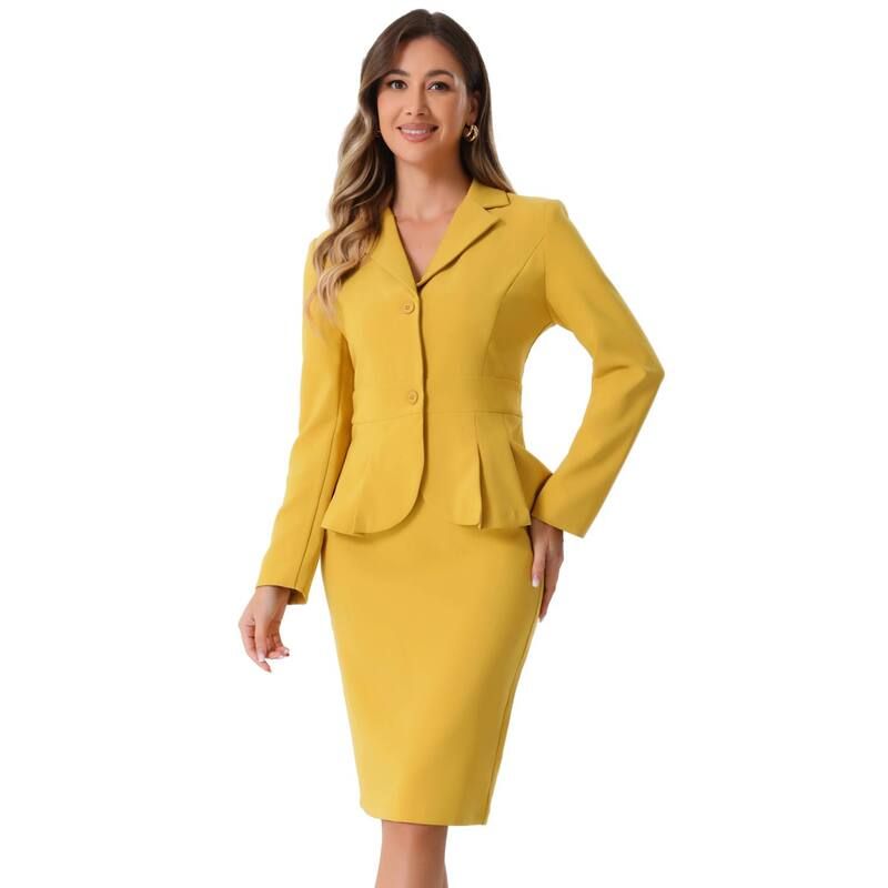 アレグラ ケー レディース アウター ジャケット・ブルゾン スカート ブレザー ALLEGRA K Womens 2 Piece Outfits Office Lapel Peplum Blazer