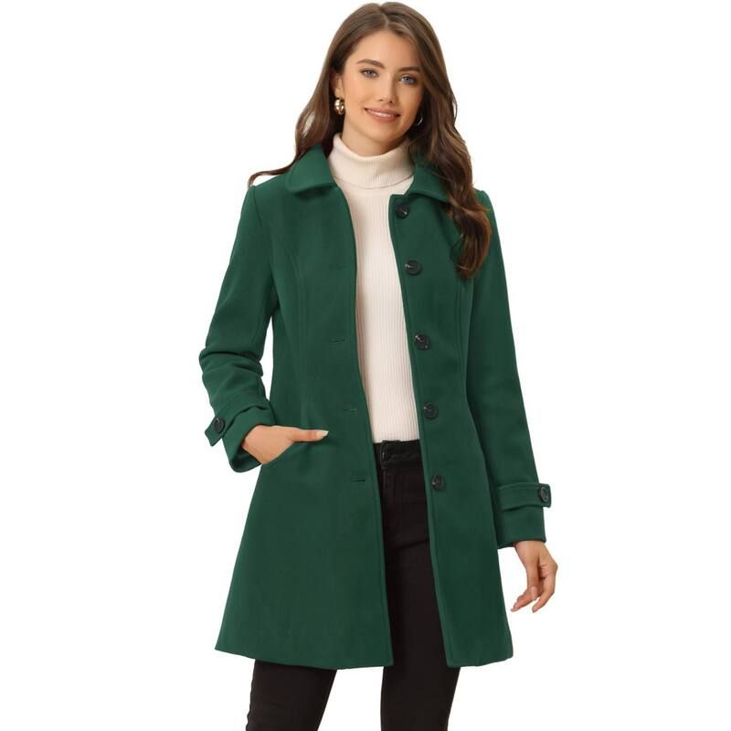 アレグラ ケー レディース アウター ジャケット・ブルゾン コート ALLEGRA K Womens Peter Pan Collar Winter Outwear Trench Coats Dark
