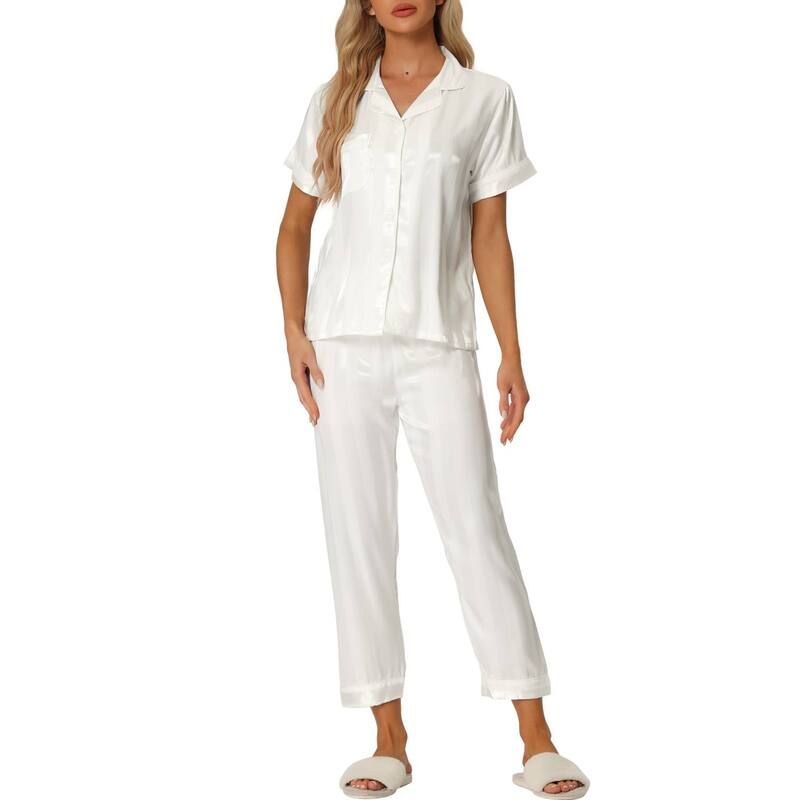 cheibear レディース アンダーウェア ナイトウェア ボタンダウン パンツ シャツ サテン ダウン cheibear Womensatin Button Down Short Sleeve Sh 7,796円