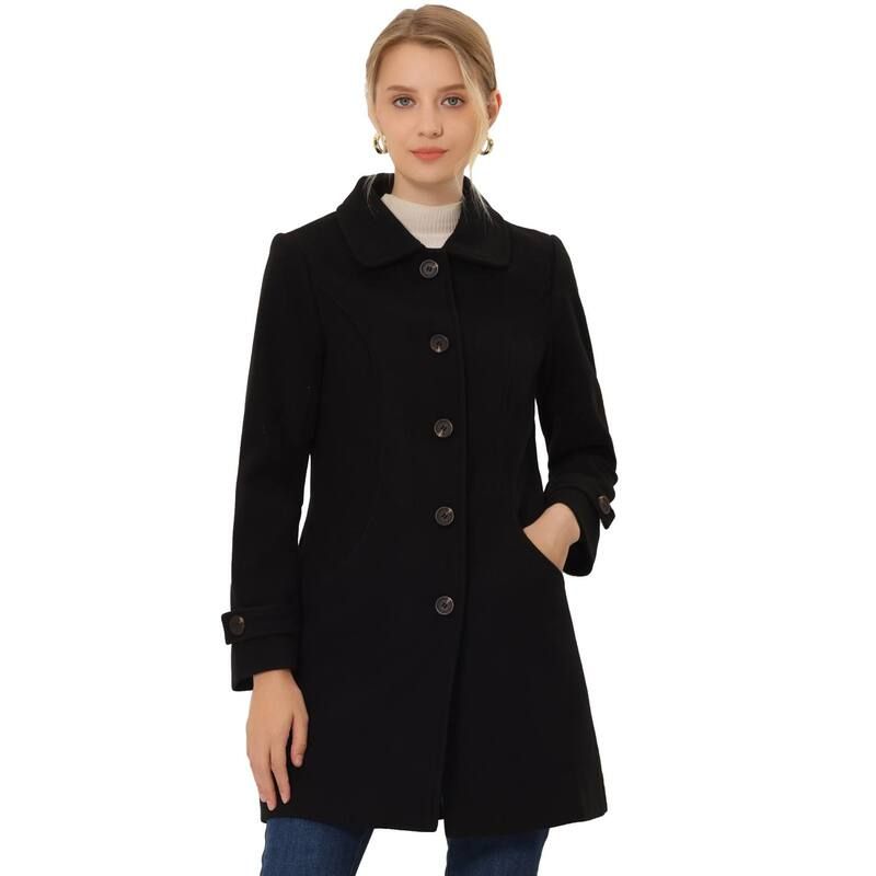 アレグラ ケー レディース アウター ジャケット・ブルゾン コート ALLEGRA K Womens Peter Pan Collar Winter Outwear Trench Coats Blac 20,221円