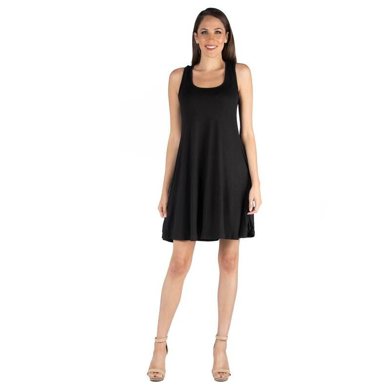 24 セブンコンフォート レディース トップス ワンピース A ライン ノースリーブ Womens 24seven Comfort Apparel Sleeveless ALine Fit and F