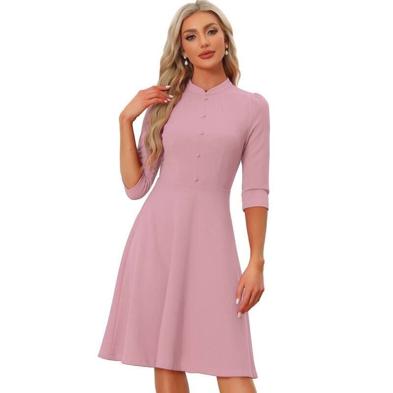アレグラ ケー レディース トップス ワンピース A ライン ALLEGRA K Sheath Dresses for Womens 34 Sleevestand Collar Elegant Bus