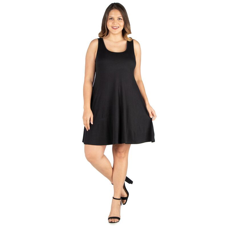24 セブンコンフォート レディース トップス ワンピース ひざ丈 プラスサイズ Plusize 24seven Comfort Apparel Fit and Flare Knee Length T