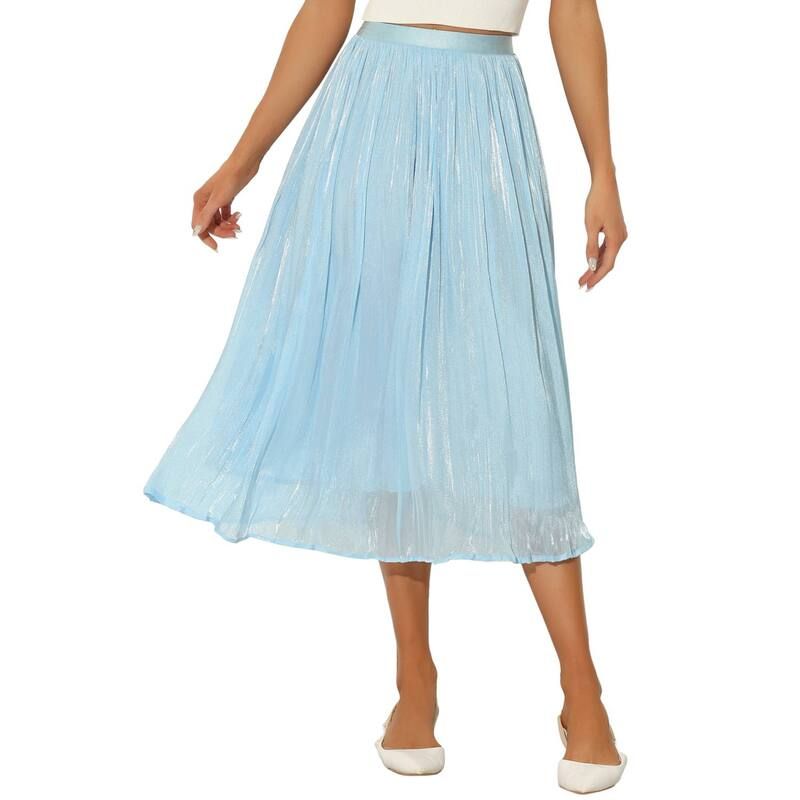 アレグラ ケー レディース ボトムスカート プリーツ ミディ ALLEGRA K Pleated Midi Skirt For Womens Elastic Waist Casual Accordio