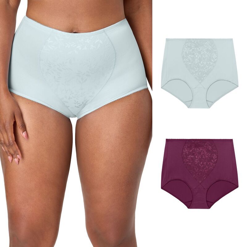 バリ レディース ボトムス カジュアルパンツ Bali 2Pack Firm Control Tummy Panel Shaping Brief Panty X710 Gray And Orchid