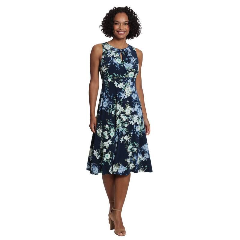 ロンドンタイムス レディース トップス ワンピース フラワー柄 プリント ミディ フラワー ホルター Womens London Times Halter Keyhole Floral Print M