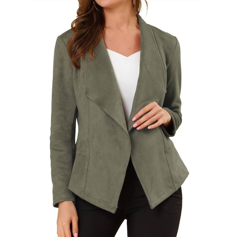 アレグラ ケー レディース アウター ジャケット・ブルゾン ドレープ スエード カーディガン ALLEGRA K Womens Faux Suede Drape Collar Long Sleeves 13,305円