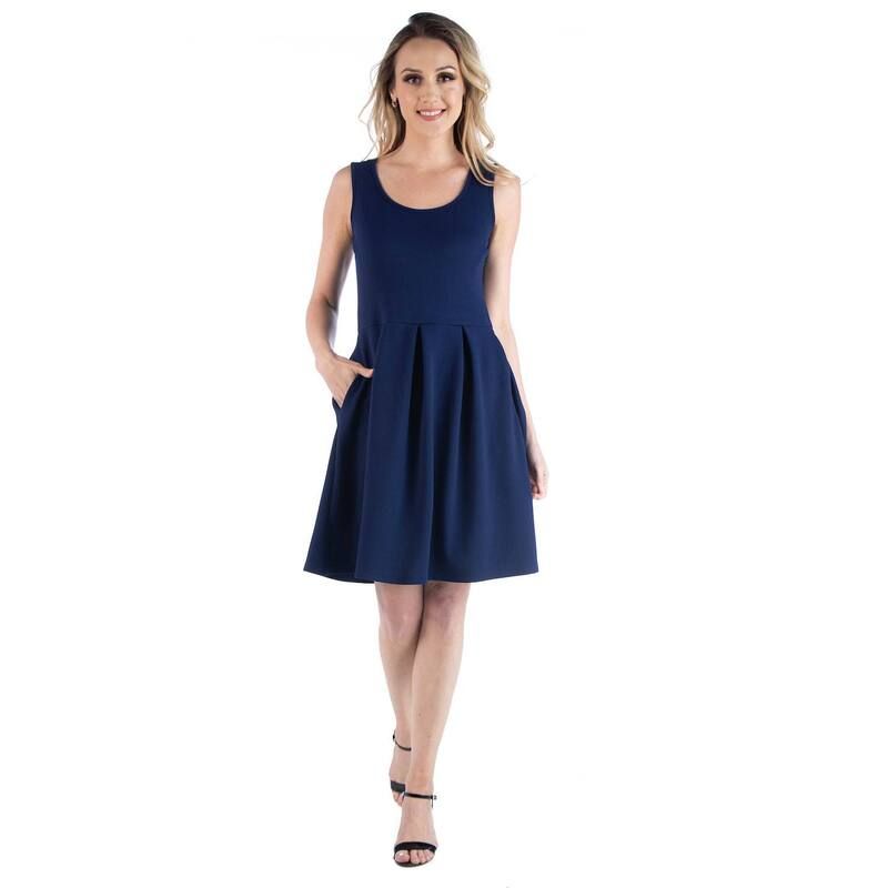 24 セブンコンフォート レディース トップス ワンピース プリーツ ノースリーブ Womens 24seven Comfort Apparel Scoopneck Sleeveless Pleate