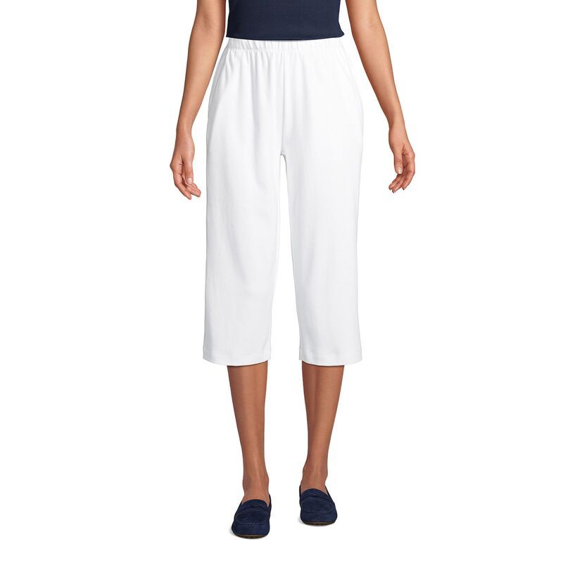 ランズエンド レディース ボトムス カジュアルパンツ ハイウエスト キャップ Womens Lands End Sport High Waist PullOn Capri Pants White ホワ