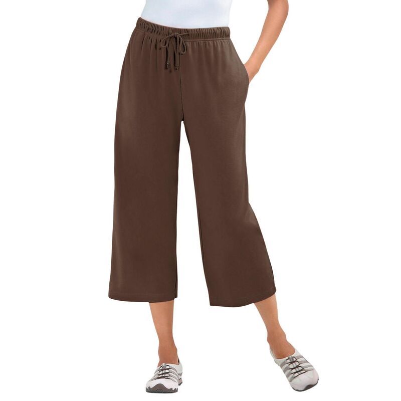 ウーマン ウィズイン レディース ボトムス カジュアルパンツ プラスサイズ キャップ ニット Woman Within Plusize SportKnit PullOn Capri Pants Cho