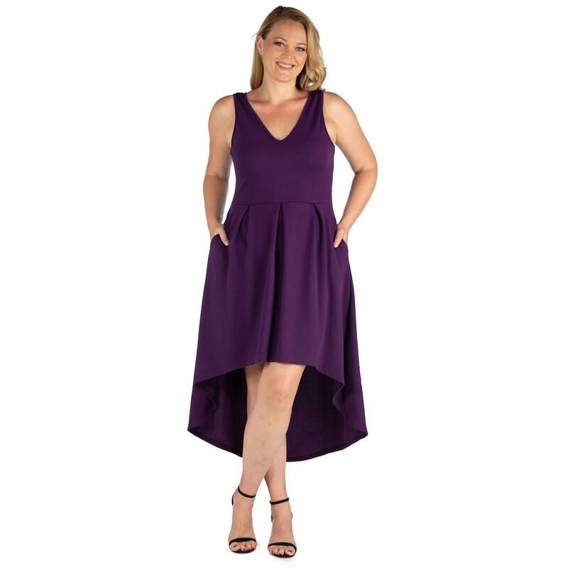 24 セブンコンフォート レディース トップス ワンピース プラスサイズ Plusize 24seven Comfort Apparel HighLow Party Dress with Pocket