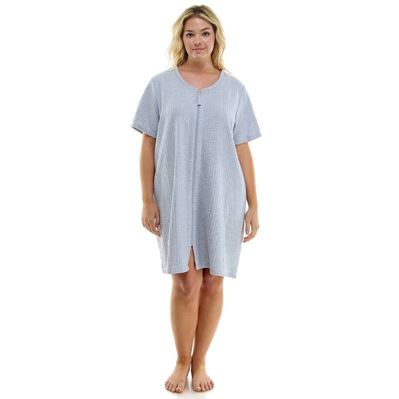 クロフト＆バロー レディース アンダーウェア ナイトウェア プラスサイズ Plusize Croft Barrow Zip Front Robe Grey Heather グレー