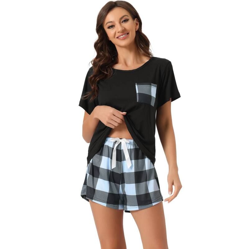 cheibear レディース アンダーウェア ナイトウェア プリント Tシャツ ショートパンツ cheibear Womensleepwear Short Sleeve TShirt with Pri