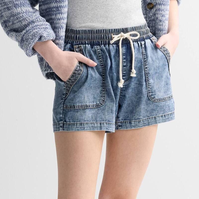 エスオー レディース ボトムス ハーフパンツ・ショーツ ショートパンツ Juniors SO Mid Rise Tencel PullOn Shorts Dark Acid