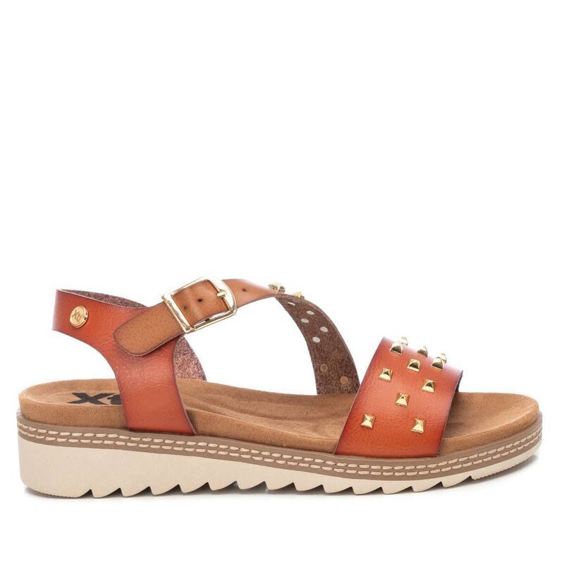 キシタイ レディース シューズ サンダル XTI Womens Wedge Sandals With Gold Studs Medium Brown 14133002 Medium Brown ブラウ