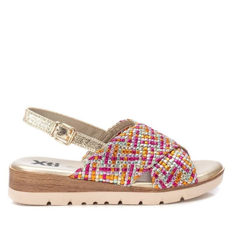 キシタイ レディース シューズ サンダル Womens Criss Cross Flat Sandals By XTI 143947 Fuchsia フューシャ