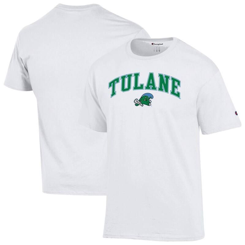 チャンピオン メンズ トップス Tシャツ ロゴ MensChampion White Tulane Green Wave Arch Over Logo TShirt Nc2 White ホワイト