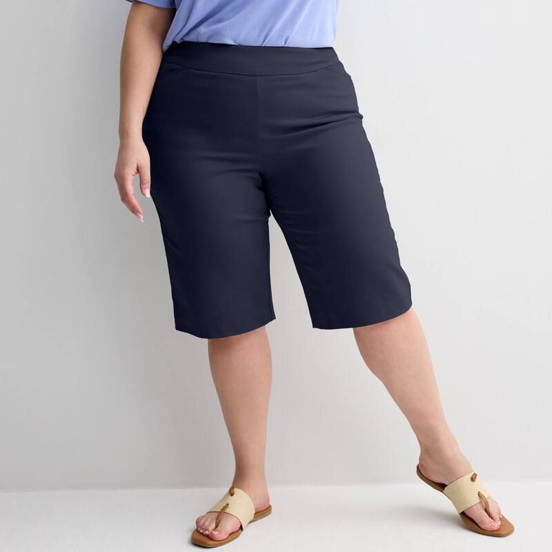 クロフト＆バロー レディース ボトムス カジュアルパンツ プラスサイズ ショートパンツ Plusize Croft Barrow Effortlesstretch Skimmer Shorts Nav
