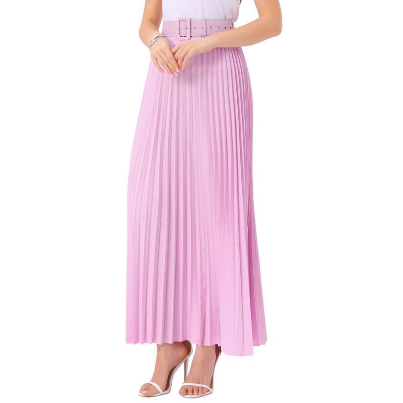 アレグラ ケー レディース ボトムスカート ハイウエスト プリーツ マキシ ALLEGRA K Womens Elastic High Waist Flowy Pleated Maxi Skirt w
