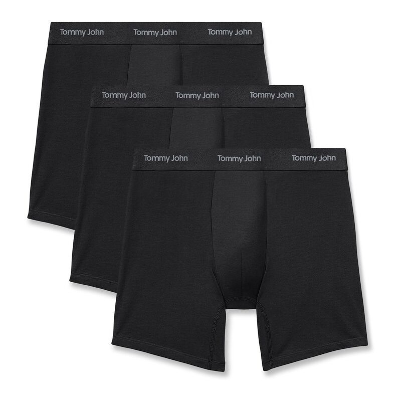 トミージョン メンズ アンダーウェア ボクサーパンツ Mens Tommy John 3Pack Luxe Modal Boxer Briefs Black ブラック