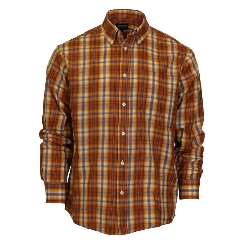 ジョベルティ メンズ トップス Tシャツ Gioberti Mens Long Sleeve Plaid Shirt Burnt Orange Gold オレンジ