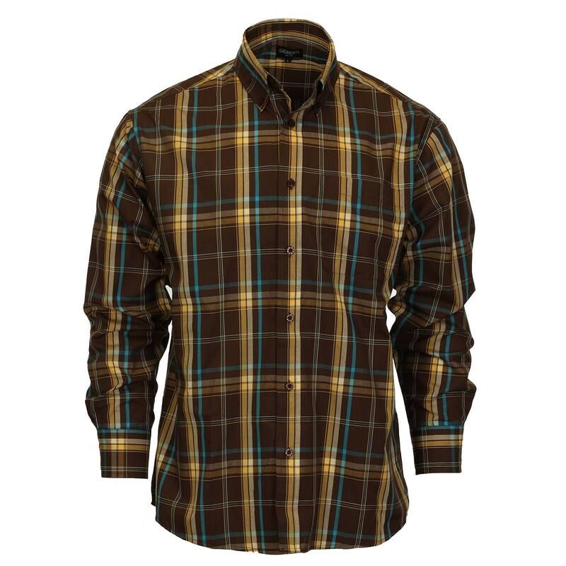ジョベルティ メンズ トップス Tシャツ Gioberti Mens Long Sleeve Plaid Shirt Brown Turquoise ターコイズ