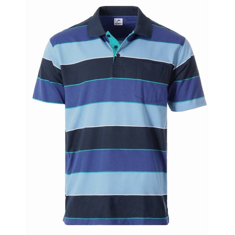 ジョベルティ メンズ トップス Tシャツ ポロシャツ コントラスト Gioberti Mens Wide Striped Polo Shirt Contrasting Collar Short Sle