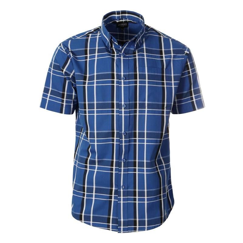 ジョベルティ メンズ トップス Tシャツ Gioberti Mens Plaid Short Sleeve Shirt Royal Blue White ホワイト