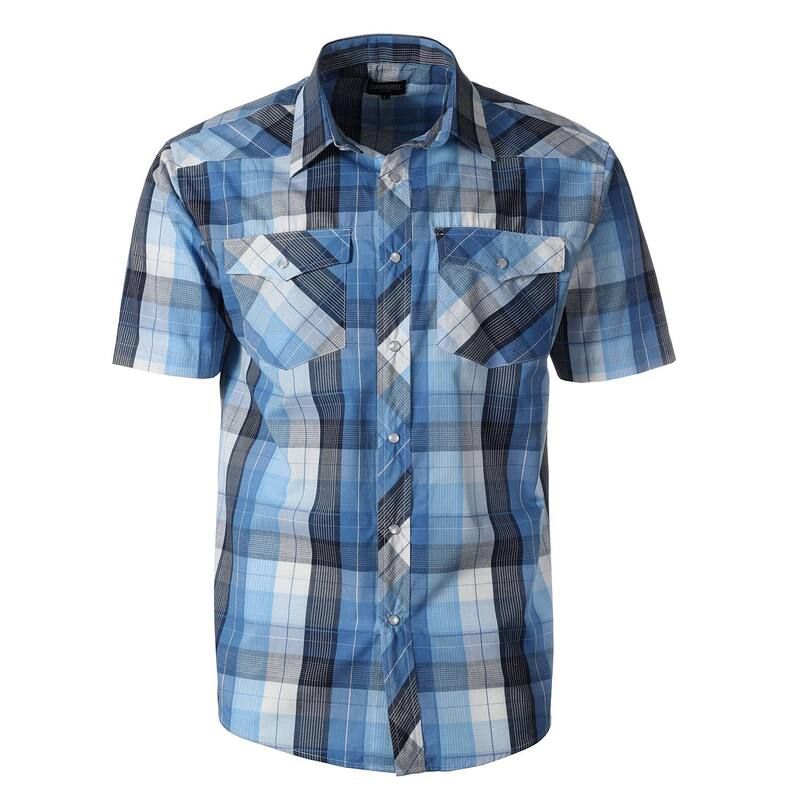 ジョベルティ メンズ トップス Tシャツ Gioberti Mens Western Cowboy Short Sleeve Shirt with Snap Buttons Blue Band ブルー