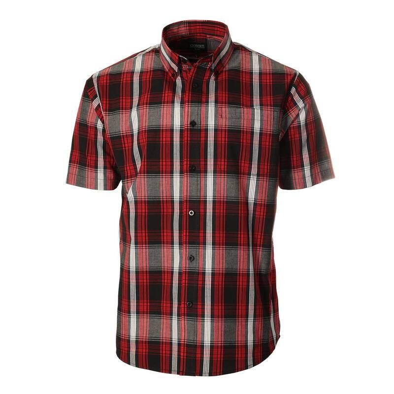 ジョベルティ メンズ トップス Tシャツ Gioberti Mens Plaid Short Sleeve Shirt Black Red ブラック