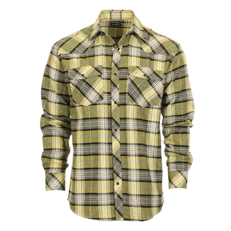 ジョベルティ メンズ トップス Tシャツ Gioberti Mens Western Brushed Flannel Plaid Checkered Shirt wSnapon Button Yell