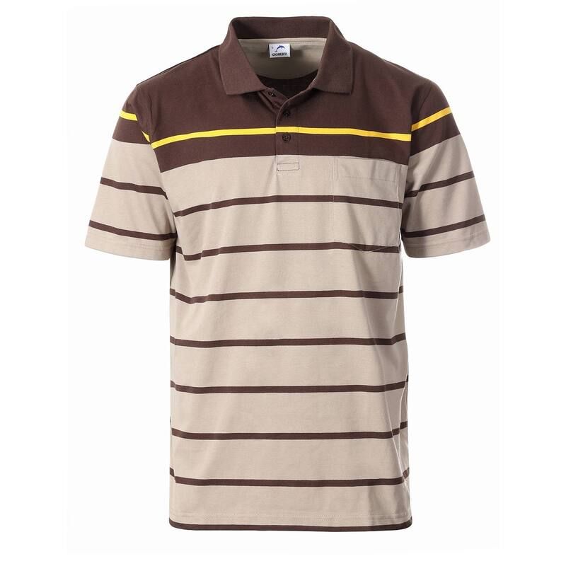 ジョベルティ メンズ トップス Tシャツ ポロシャツ Gioberti Mensingle Stripe Polo Shirt With Pocket Brown ブラウン