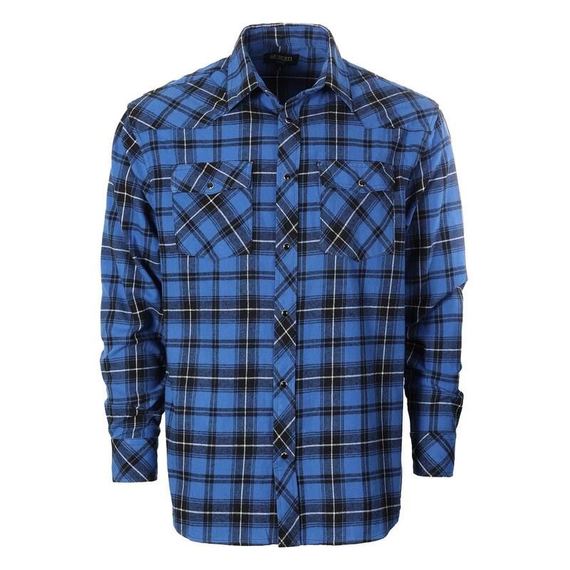 ジョベルティ メンズ トップス Tシャツ Gioberti Mens Western Brushed Flannel Plaid Checkered Shirt wSnapon Button Roya