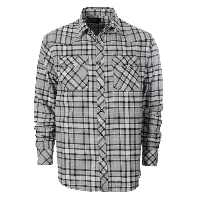 ジョベルティ メンズ トップス Tシャツ Gioberti Mens Western Brushed Flannel Plaid Checkered Shirt wSnapon Button Gray