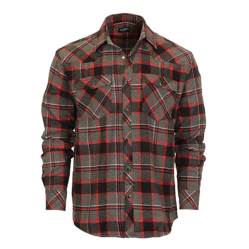 ジョベルティ メンズ トップス Tシャツ Gioberti Mens Western Brushed Flannel Plaid Checkered Shirt wSnapon Button Char