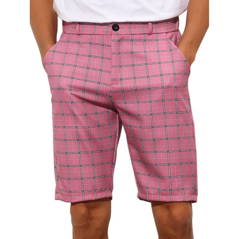 Lars Amadeus メンズ ボトムス ハーフパンツ・ショーツ ショートパンツ Lars Amadeus Plaid Shorts For Menstraight Fit Comfort Flat
