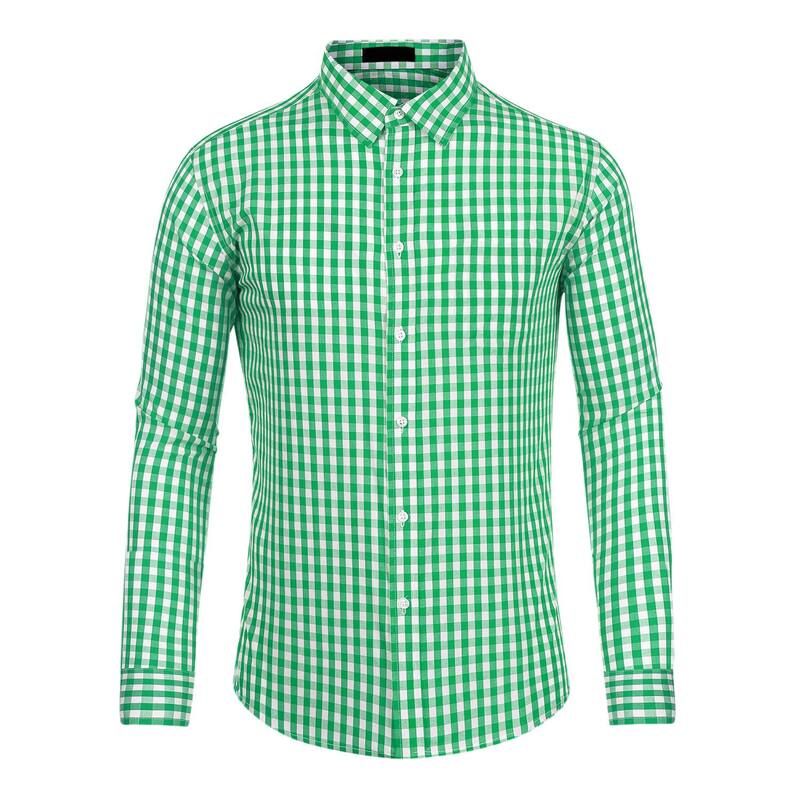 Lars Amadeus メンズ トップス Tシャツ ボタンダウン Lars Amadeus Mens Plaid Button Down Long Sleeves Dress Checkered S