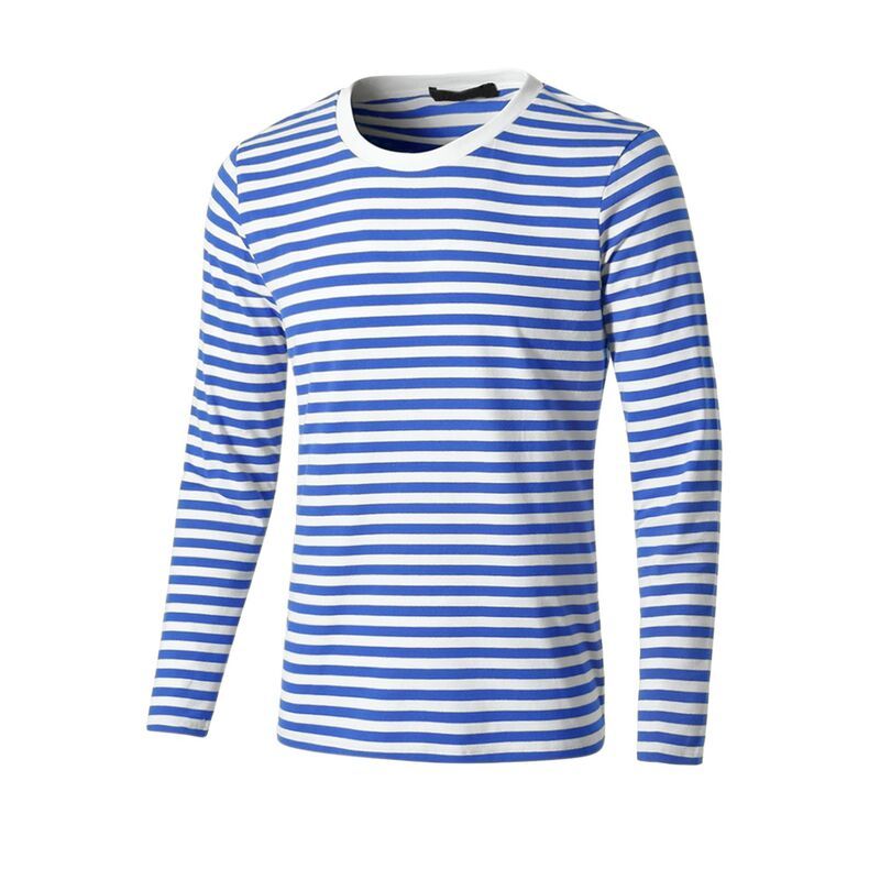 Lars Amadeus メンズ トップス Tシャツ クルーネック コットン Lars Amadeus Menstriped Crew Neck Long Sleeve Tshirt Cotton P