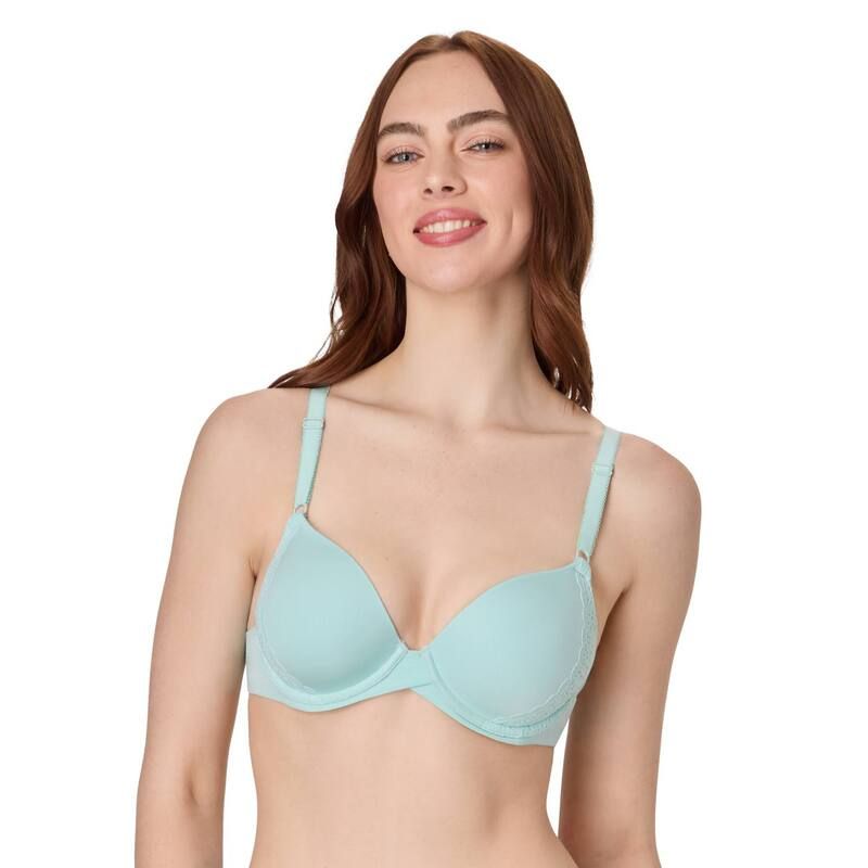 メイデンフォーム レディース アンダーウェア ブラジャー Tシャツ Maidenform One Fab Fit Modern Demi TShirt Underwire Bra DM7543 Blu
