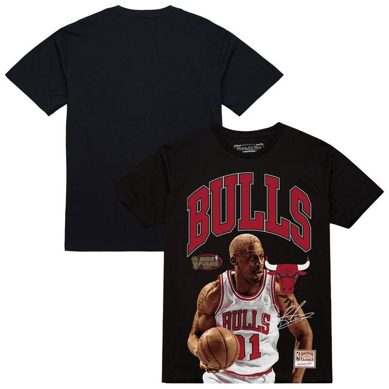 ミッチェルネス メンズ トップス Tシャツ Mens Mitchell Ness Dennis Rodman Black Chicago Bulls Hardwood Classics Player
