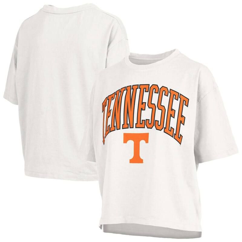 プレスボックス レディース トップス Tシャツ ロゴ Womens Pressbox Whitennessee Volunteers Nelson Arch Over Logo Waist Lengt