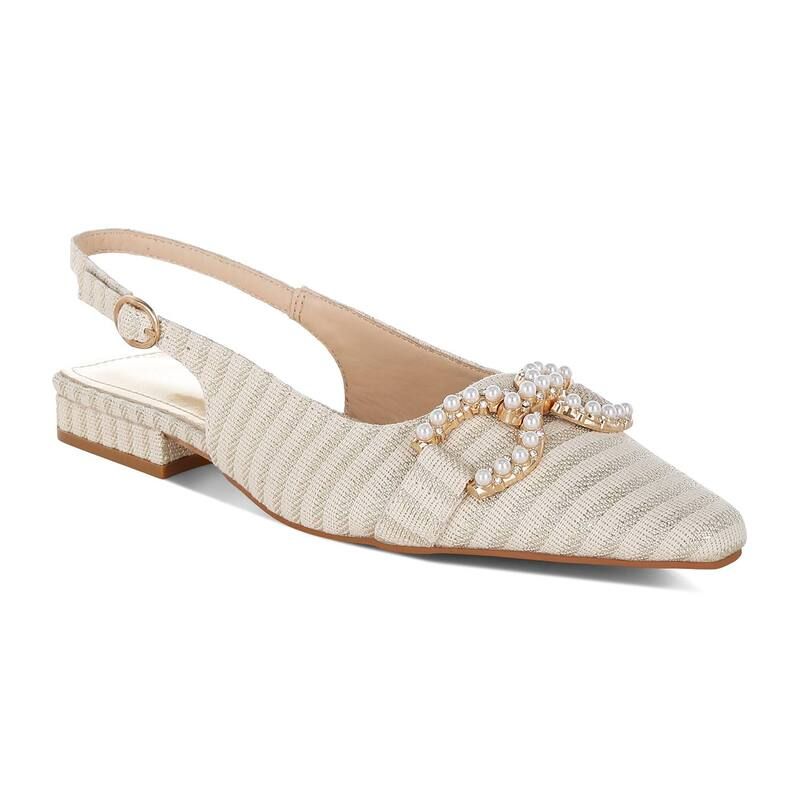 ロンドンラグ レディース シューズ サンダル London Rag Crina Womens Pointed Toe Striped Slingback Dresshoes Gold ゴールド