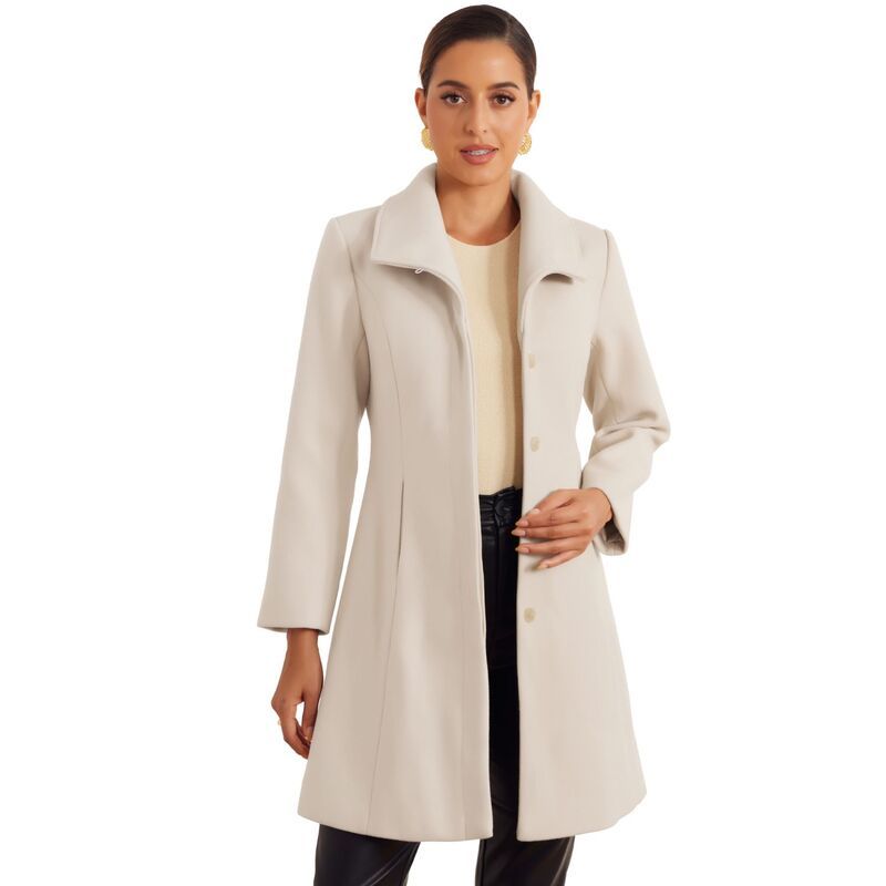 アレグラ ケー レディース アウター ジャケット・ブルゾン コート ALLEGRA K Elegant Winter Coat For Womens Work Stand Collar Buttone