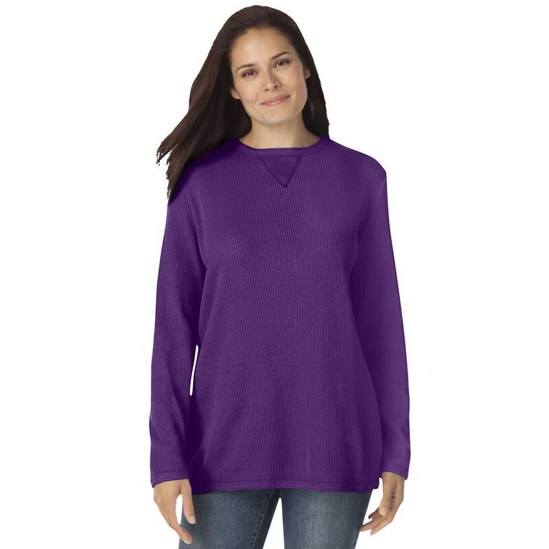 ウーマン ウィズイン レディース トップス Tシャツ プラスサイズ スウェット Woman Within Plusize Ultra Soft Waffle Thermal Sweatshirt Ra
