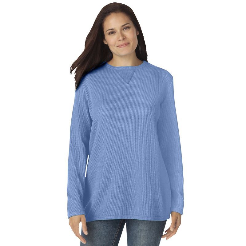 ウーマン ウィズイン レディース トップス Tシャツ プラスサイズ スウェット Woman Within Plusize Ultra Soft Waffle Thermal Sweatshirt Fr